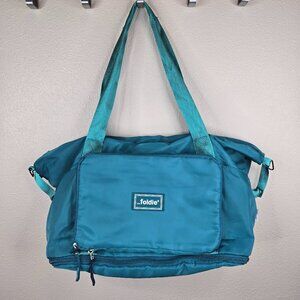 The Foldie Unisex Foldable Travel Duffle Bag Tote Teal